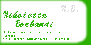 nikoletta borbandi business card